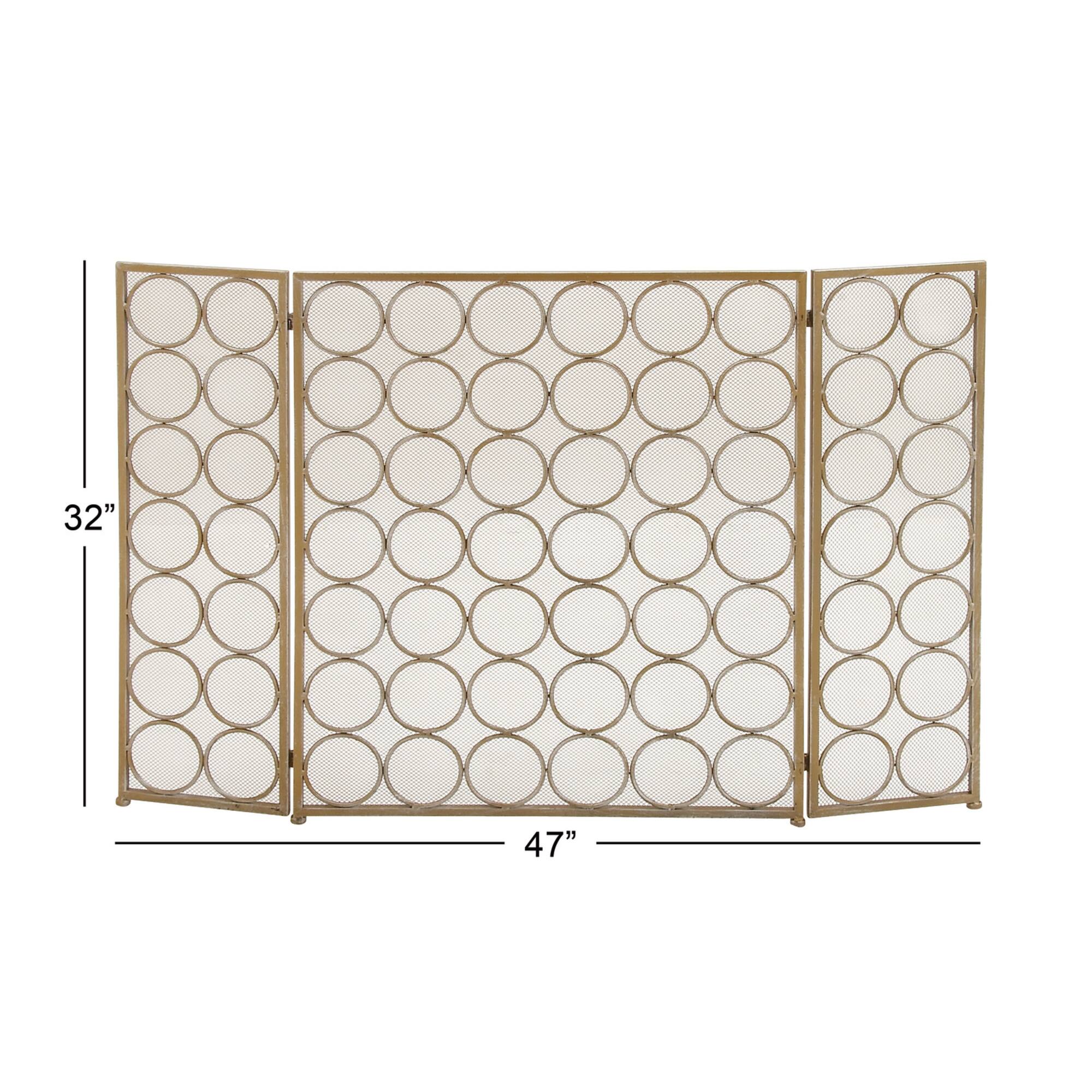 Brass Metal Modern Fireplace Screen, 32" x 47" x 1"